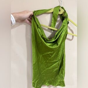 Green silk dress